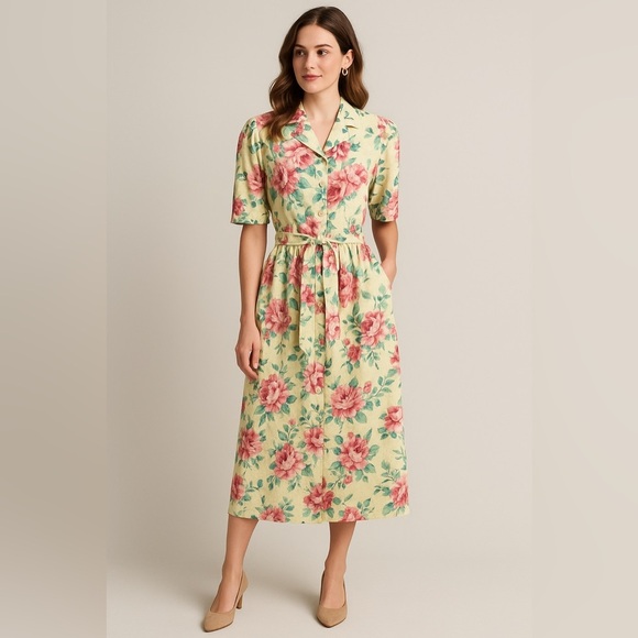 Components Susan Bristol vintage cottagecore prairie floral print linen 2-piece. - Picture 1 of 12